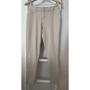 INC Womens Pants Tapered Leg 5 Pocket Knit US 6 Off White Mid Rise Flat Front EC